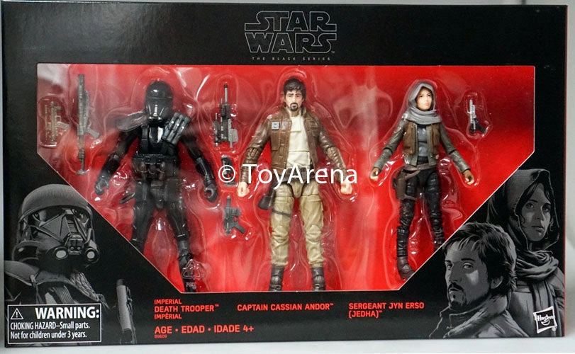 Hasbro Star Wars Black Series Rogue One Death Trooper Captain Cassian Jyn Erso 3-Pack Target Exclusive 6 Inch Action Figure Collectors Replica Art Masterpiece