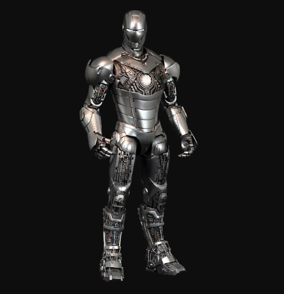 Silver Coated Ceiling Hung Hot Toys 1/6 Iron Man 2 Iron Man Mark II 2 (Armor Unleashed Collector Ver.) Sixth Scale Figure MMS150