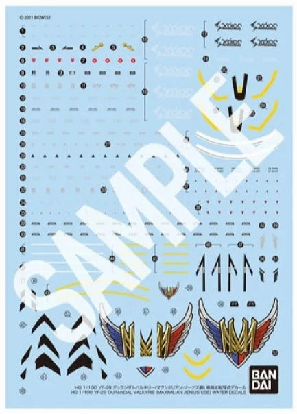 Bandai Macross Delta HG 1/100 YF-29 Durandal Valkryie (Maximilian Genius Use) Water Slide/Transfer Decals Robot Statue Streaming Decor
