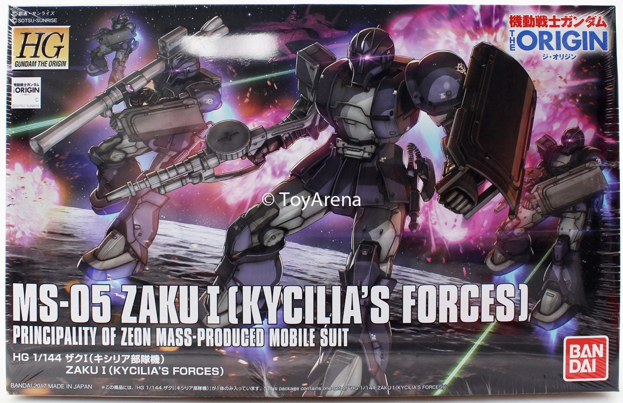 Gundam 1/144 HG The Origin #018 Zaku I Kycilia's Forces Model Kit PVC Replica Retail Package