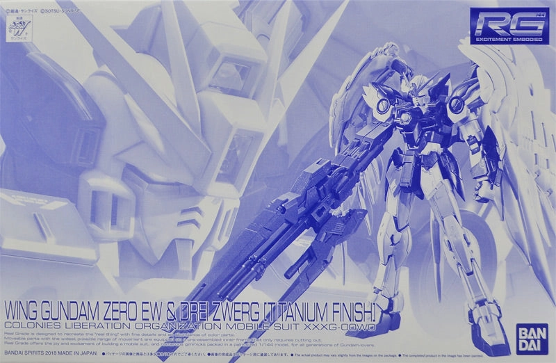 Gundam 1/144 RG Wing Gundam Zero EW and Drei Zwerg Titanium Finish Model Kit Exclusive Desktop Statue