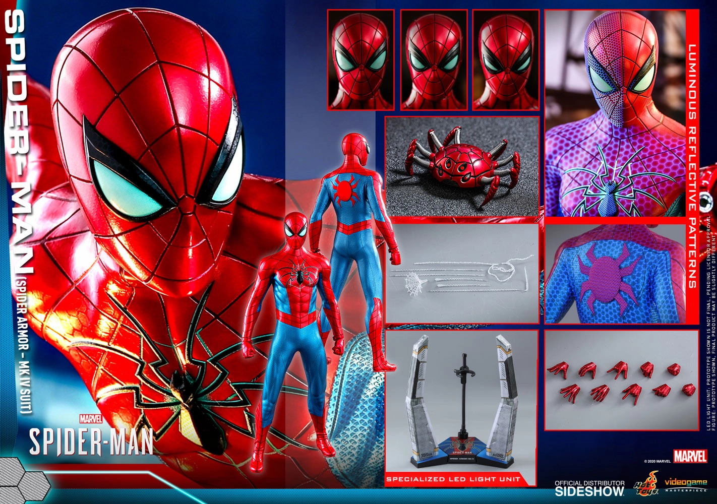 Hot Toys 1/6 Marvel??s Spider-Man Game Spider Man (Spider Armor - MK IV Suit) Sixth Scale Figure VGM43 Celebrity Doll