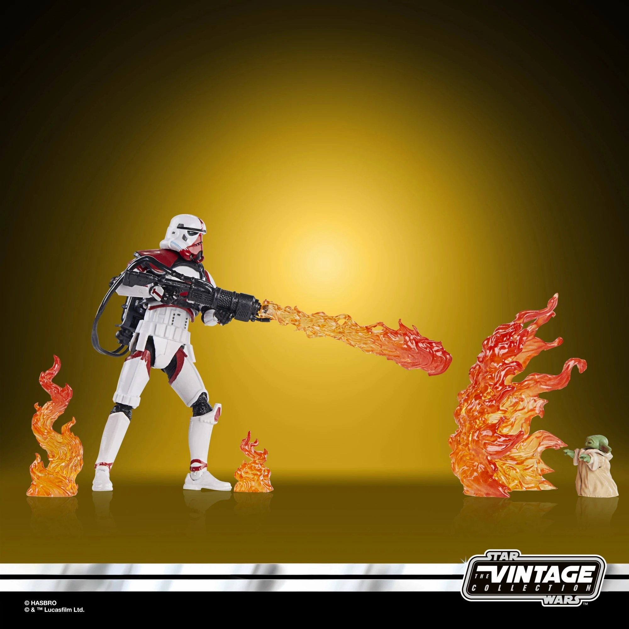 Cyborg Design Star Wars Vintage Collection Deluxe Incinerator Trooper and Grogu 3.75" Action Figure