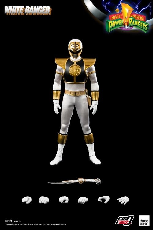 Battle Model Baroque Figure ThreeZero FigZero 1/6 Mighty Morphin Power Rangers White Ranger Sixth Scale Figure