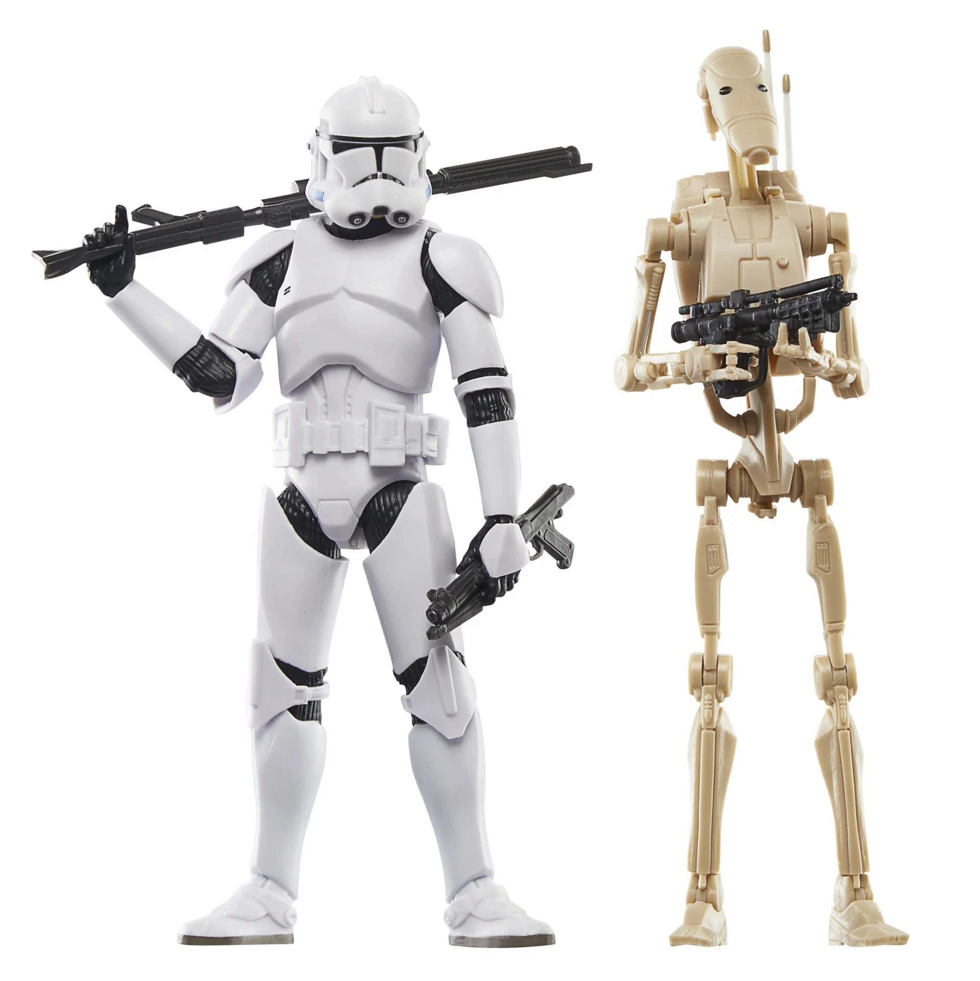 Interactive Toy Street Art Hasbro Star Wars Black Series Clone Wars Phase II Clone Trooper and Battle Droid Exclusive 6 Inch Action Figure