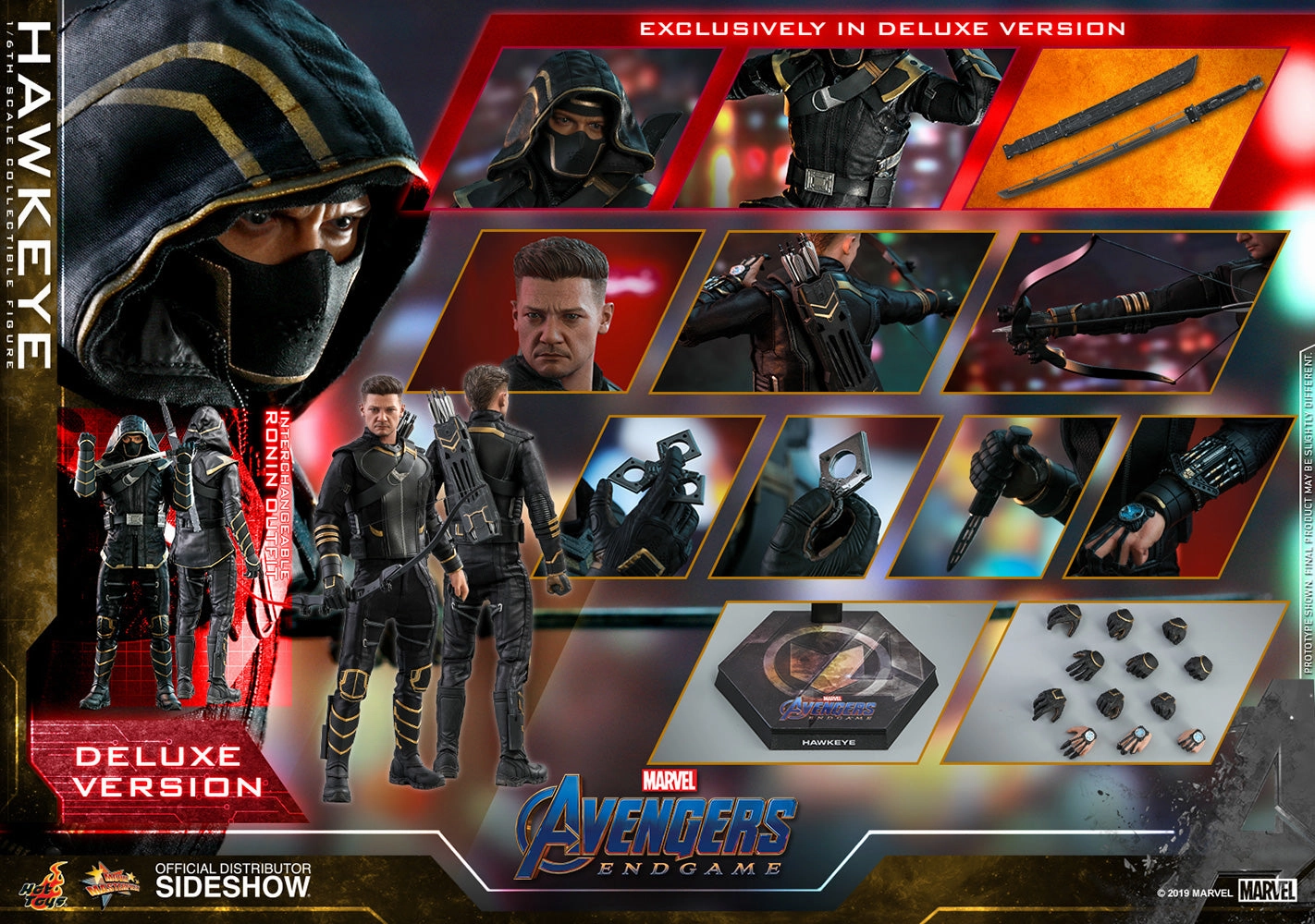 Hot Toys 1/6 Avengers: Endgame Hawkeye / Ronin Deluxe Ver. Sixth Scale MMS532 Local Favorite Wall Mounted