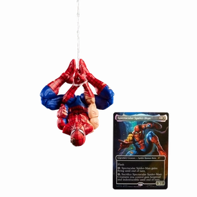 Flying Pose Marvel Legends Magic The Gathering Battle-Damaged Spider-Man Action Figure W/ MTG Card