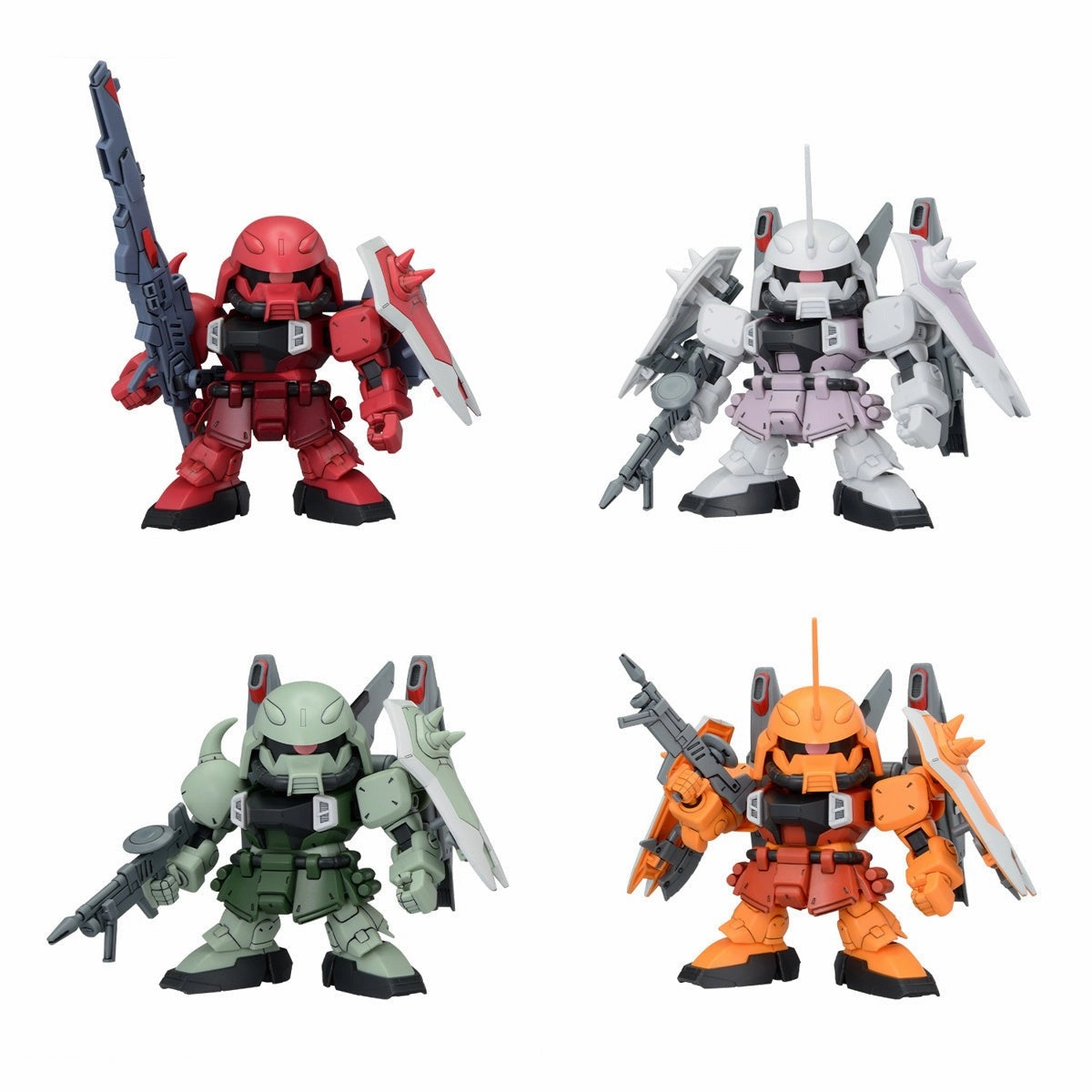 Gundam SD BB Senshi ZGMF Zaku Series Set of 4 Model Kits Battle Figure Stone Statue