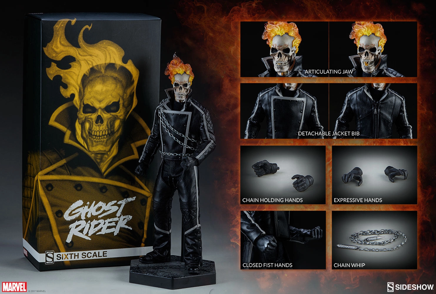 Premium Toy SideShow Collectibles 1/6 Ghost Rider Johnny Blaze Sixth Scale Figure