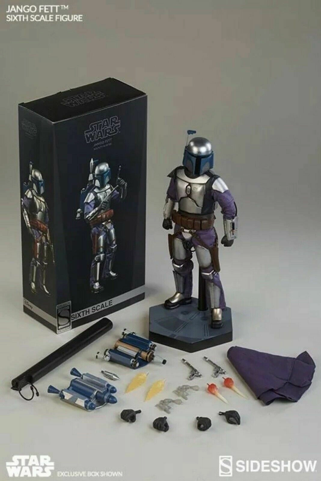 Sideshow Collectibles 1/6 Star Wars Episode II Attack of the Clones Jango Fett Sixth Scale Figure Series Set Convention Exclusive