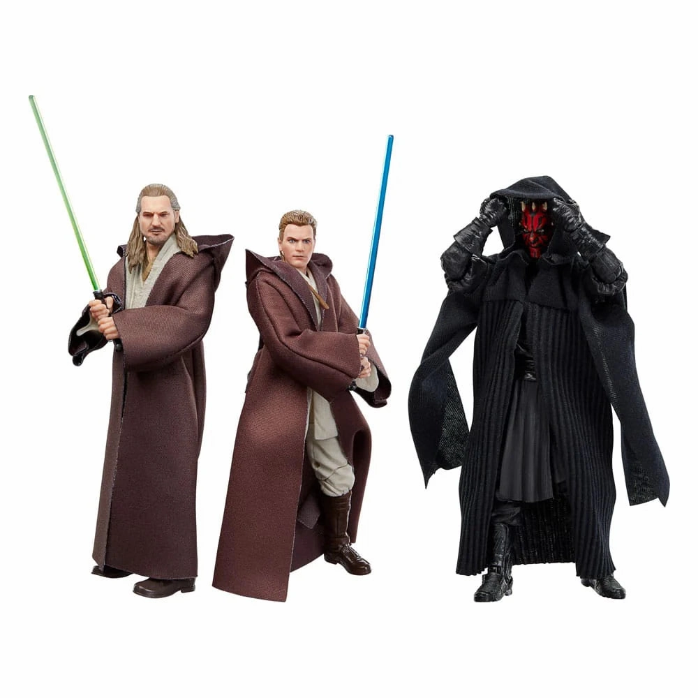 Robot Hero Hasbro Star Wars Black Series Episode 1  Qui-Gon Jin, Darth Maul, Obi-Wan Kenobib 3 pack 6 Inch Action Figure