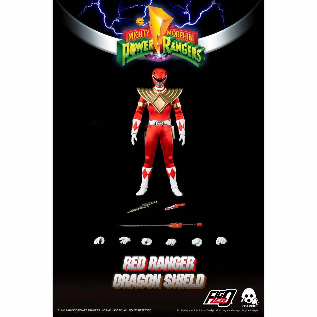 ThreeZero FigZero 1/6 Mighty Morphin Power Rangers Dragon Shield Red Ranger Sixth Scale Figure Worldwide Fanbase Fantasy Vehicle