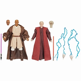 Hasbro Star Wars Black Series Revenge of the Sith Mace Windu and Darth Sidious 2 Pack 6 Inch Action Figure Pop Art Wood Carving